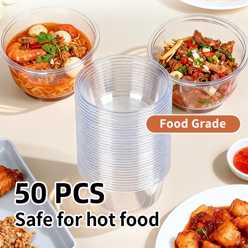 Food Storage Meals - Disposable Plastic Bowls Transparent Heavy Duty
