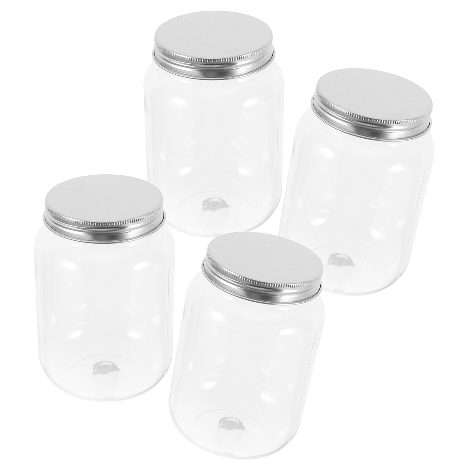 Food Storage Containers - 4Pcs Clear Plastic Jars Airtight Seal