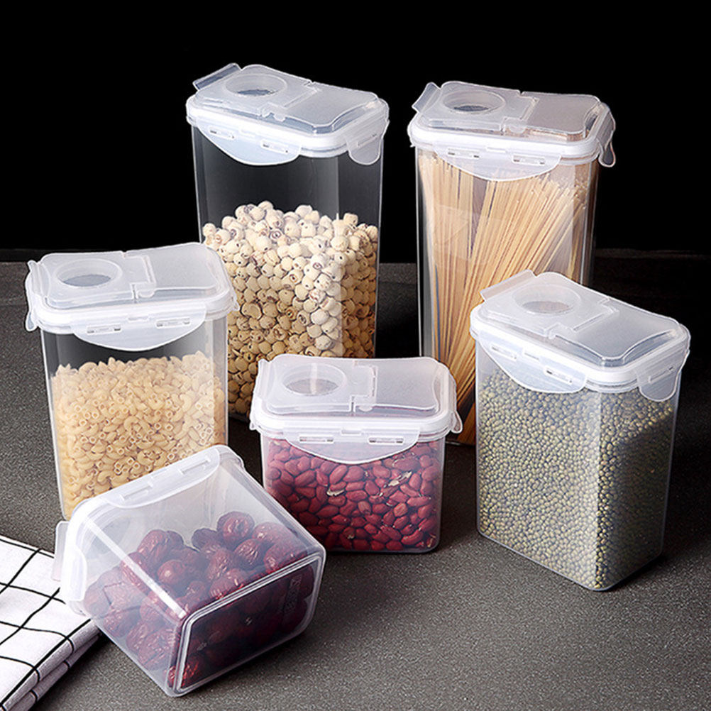 Food Storage Containers - 2Pcs Storage Jars Set Clear Plastic