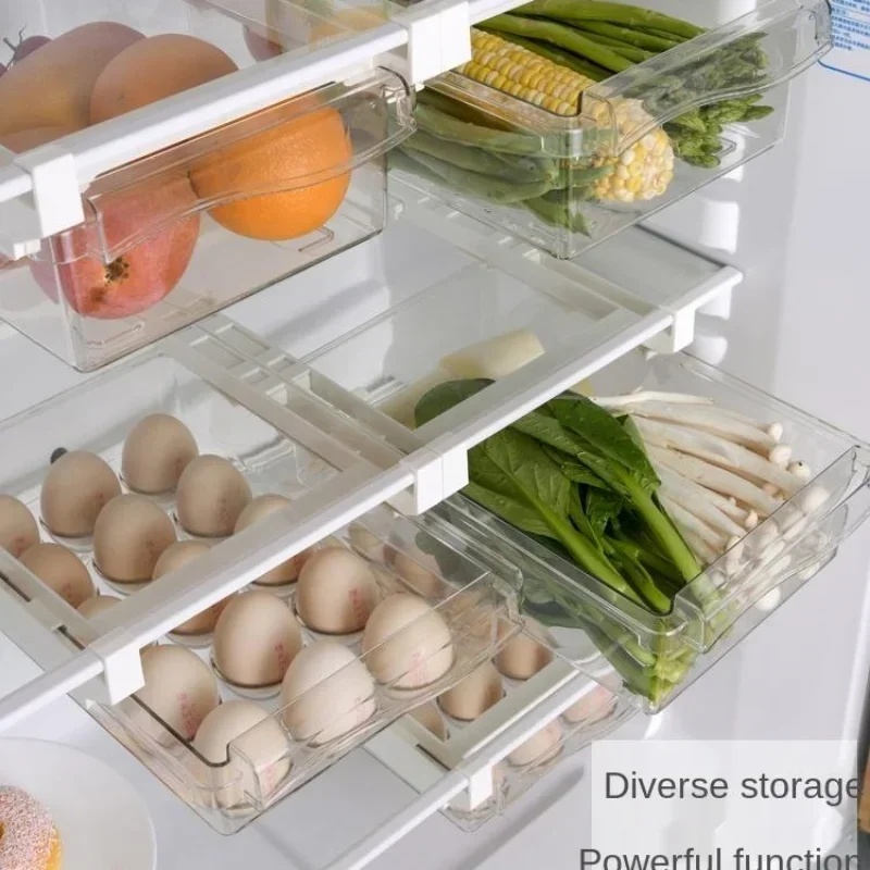 Hanging Pull Out Fridge Drawer - Food Storage With Dividers recension och pris