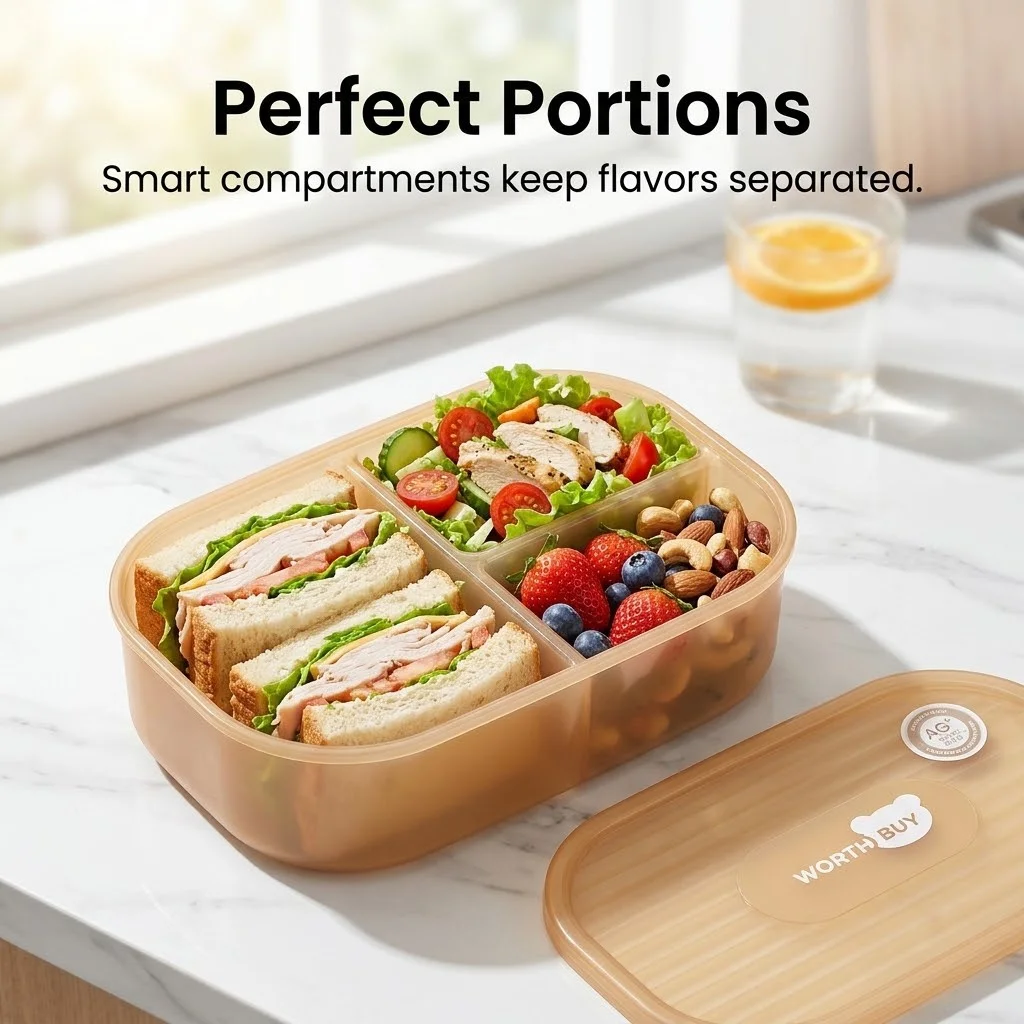 Detachable Plastic Bento Box M - Food Storage With Dividers recension och pris