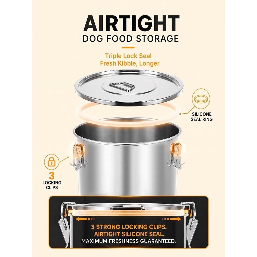 35LBS Airtight Stainless Steel - Food Storage Containers recension och pris