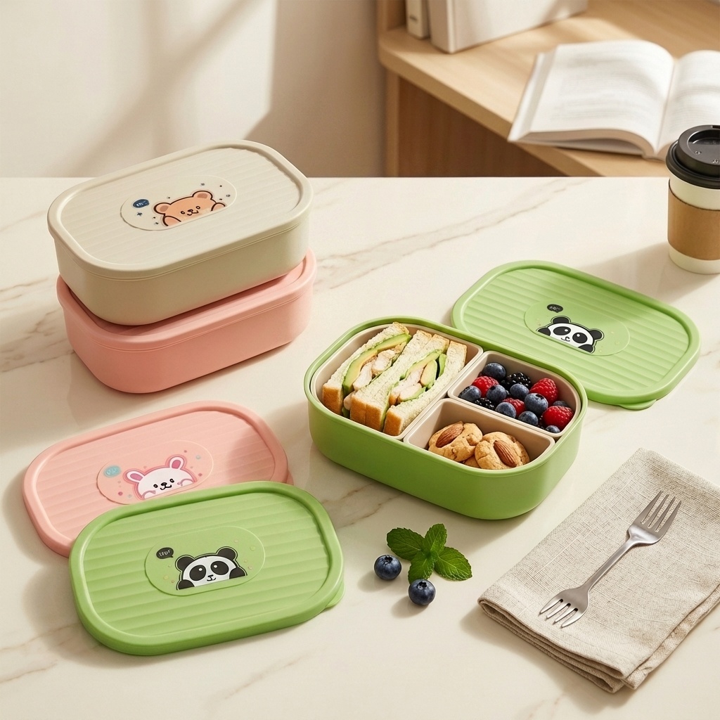 Cute Plastic Divided Lunch Box - Food Storage Oven Safe recension och pris
