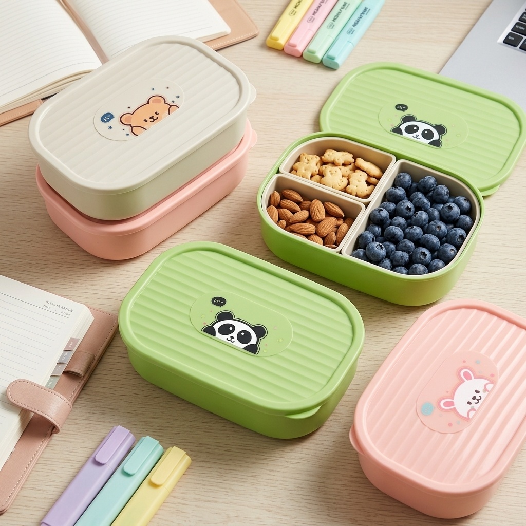 Cute Plastic Divided Lunch Box - Food Storage Oven Safe recension och pris